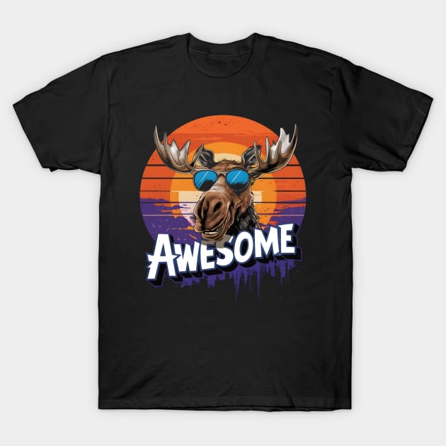 Awesome moose T-Shirt by BishBashBosh